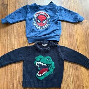 Spider-Man and Dinosaur Kids Sweatshirts - Blue and Navy